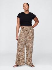 Gap Brown Leopard Print Mid Rise UltraSoft Baggy Jeans - Image 5 of 6