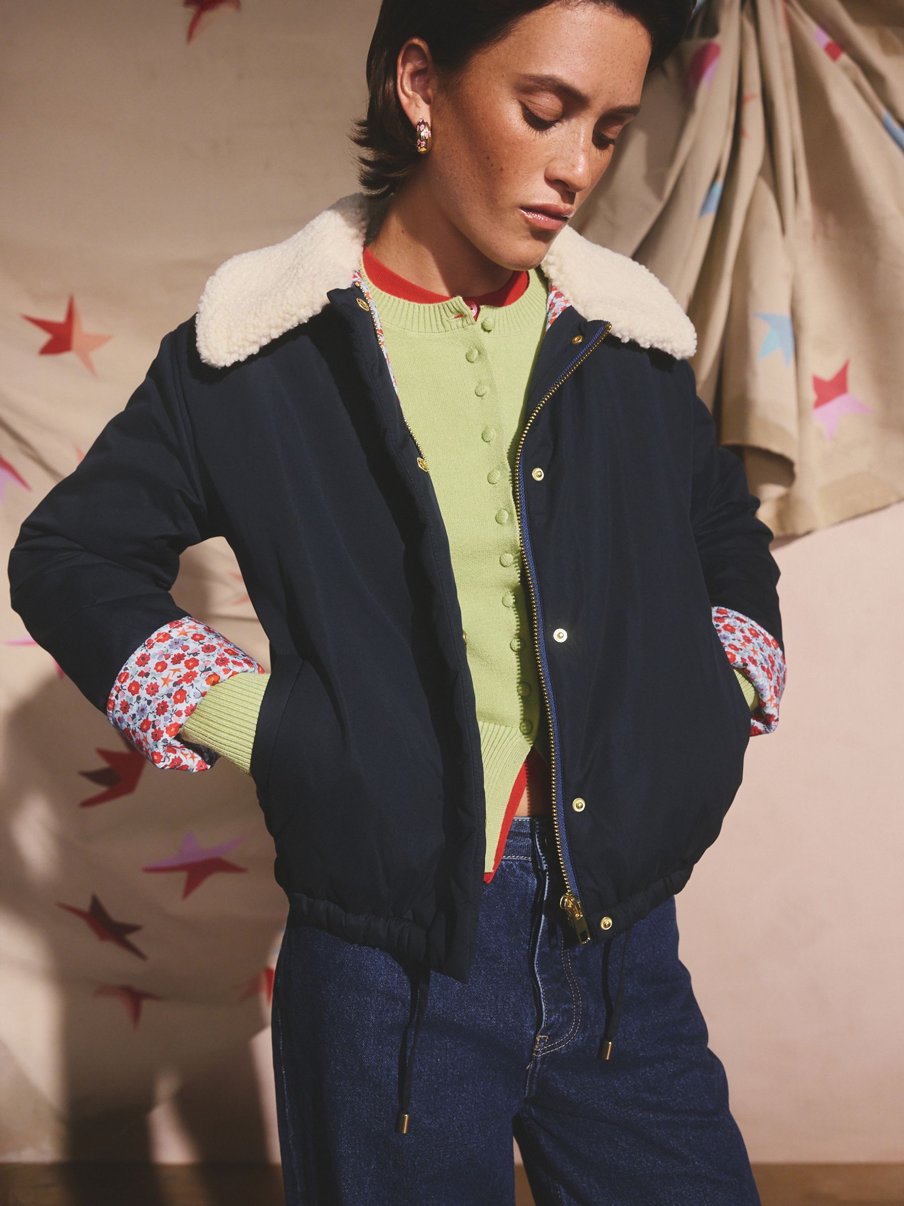 Buy Cath Kidston Navy Borg Collared Jacket from Next Romania