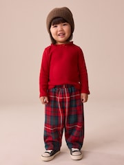 Red/Green Check Textured Barrel Leg Trousers (3mths-7yrs) - Image 2 of 8
