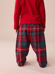 Red/Green Check Textured Barrel Leg Trousers (3mths-7yrs) - Image 3 of 8