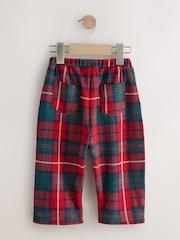 Red/Green Check Textured Barrel Leg Trousers (3mths-7yrs) - Image 6 of 8