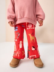 Red Santa Ribbed Flare Leggings (3mths-7yrs) - Image 1 of 8