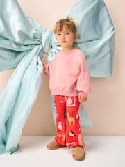 Red Santa Ribbed Flare Leggings (3mths-7yrs) - Image 2 of 8