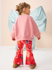 Red Santa Ribbed Flare Leggings (3mths-7yrs) - Image 3 of 8