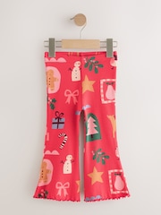 Red Santa Ribbed Flare Leggings (3mths-7yrs) - Image 5 of 8