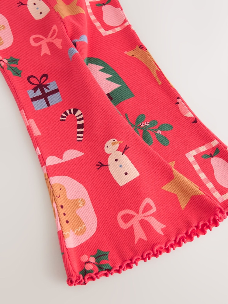 Red Santa Ribbed Flare Leggings (3mths-7yrs) - Image 8 of 8