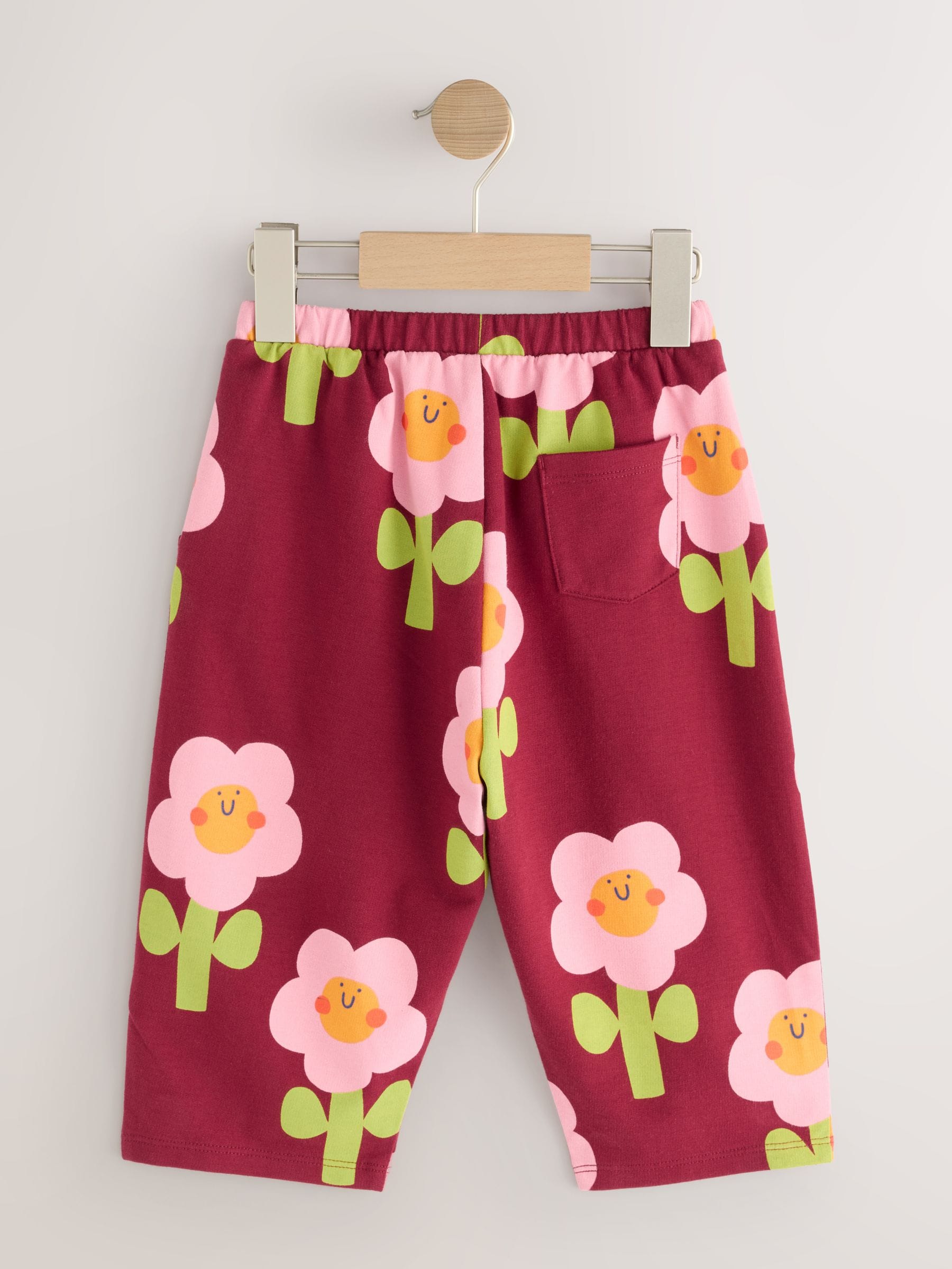 Buy Burgundy Red Flower Textured Barrel Leg Trousers (3mths-7yrs