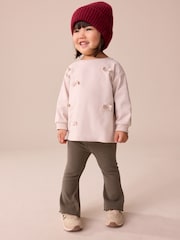 Chocolate Brown Rib Flare Leggings (3mths-7yrs) - Image 2 of 6