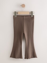 Chocolate Brown Rib Flare Leggings (3mths-7yrs) - Image 4 of 6