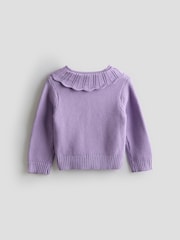 JoJo Maman Bébé Lilac Embroidered Lace Collar Cardigan - Image 2 of 3