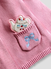 JoJo Maman Bébé Pink Pet in Pocket Applique Cardigan - Image 3 of 5