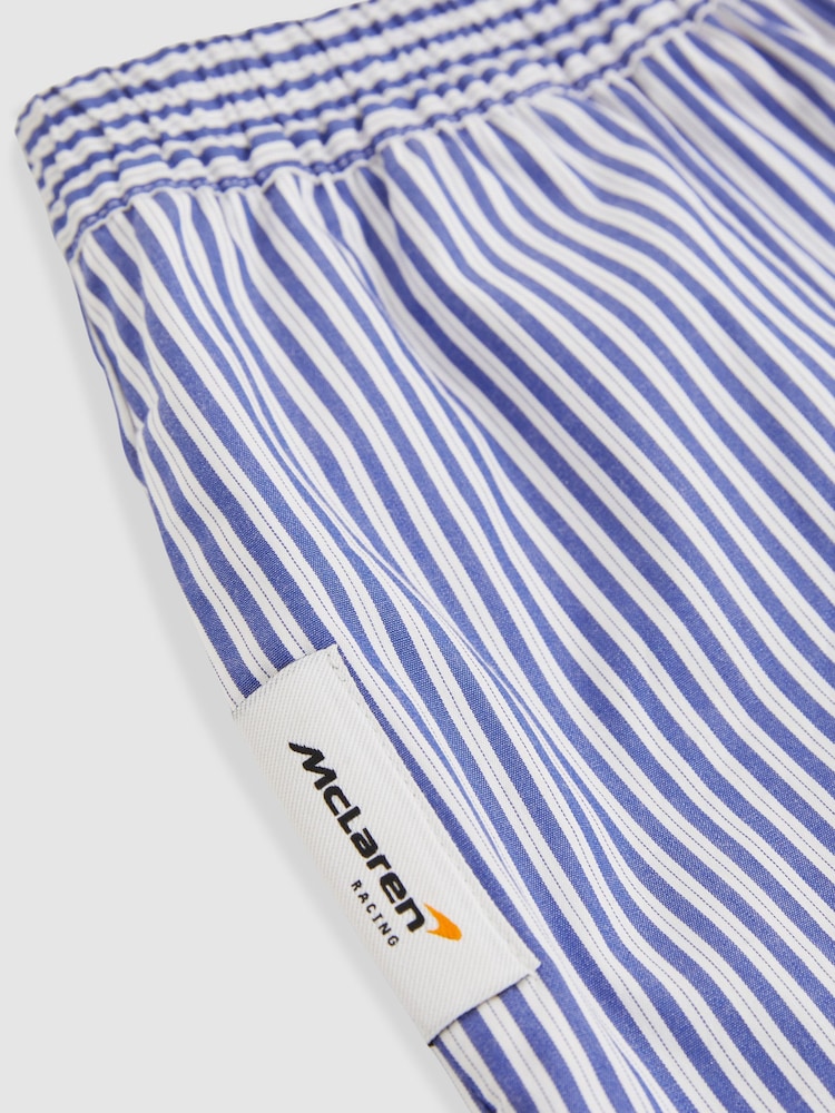 Reiss Blue/White McLaren F1 Team Cotton Stripe Shorts - Image 6 of 6