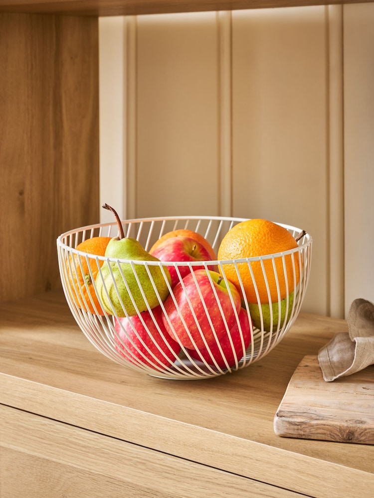 Cream Moderna Wire Fruit Bowl - Image 1 of 4
