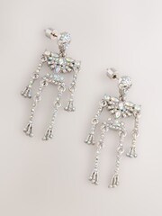 Silver Tone Halloween Skeleton Drop Earrings - Image 3 of 6