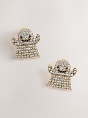 White Halloween Ghost Stud Earrings - Image 2 of 7