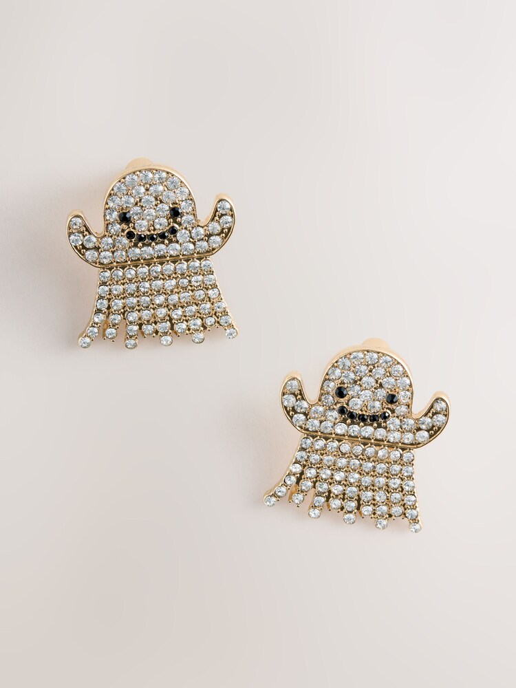 White Halloween Ghost Stud Earrings - Image 2 of 7