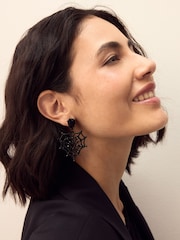 Schwarz - Halloween Spider Web Drop Earrings - Bild 4 von 6
