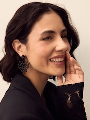 Schwarz - Halloween Spider Web Drop Earrings - Bild 5 von 6