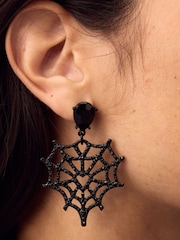 Schwarz - Halloween Spider Web Drop Earrings - Bild 6 von 6
