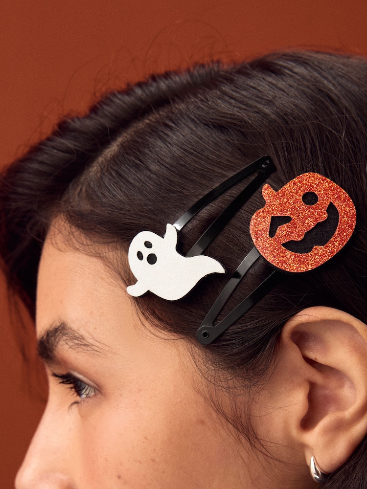 Orange/White Pumpkin and Ghost Hair Clips Pack - Image 9 of 9