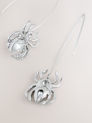 Silver Tone Halloween Spider Drop Earrings - Image 2 of 8