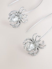 Silver Tone Halloween Spider Drop Earrings - Image 3 of 8