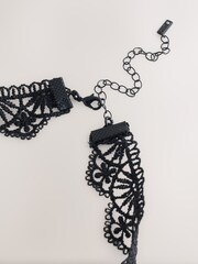 Negro - Lace Bead Drop Choker Necklace - Imagen 3 de 4