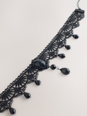 Negro - Lace Bead Drop Choker Necklace - Imagen 4 de 4