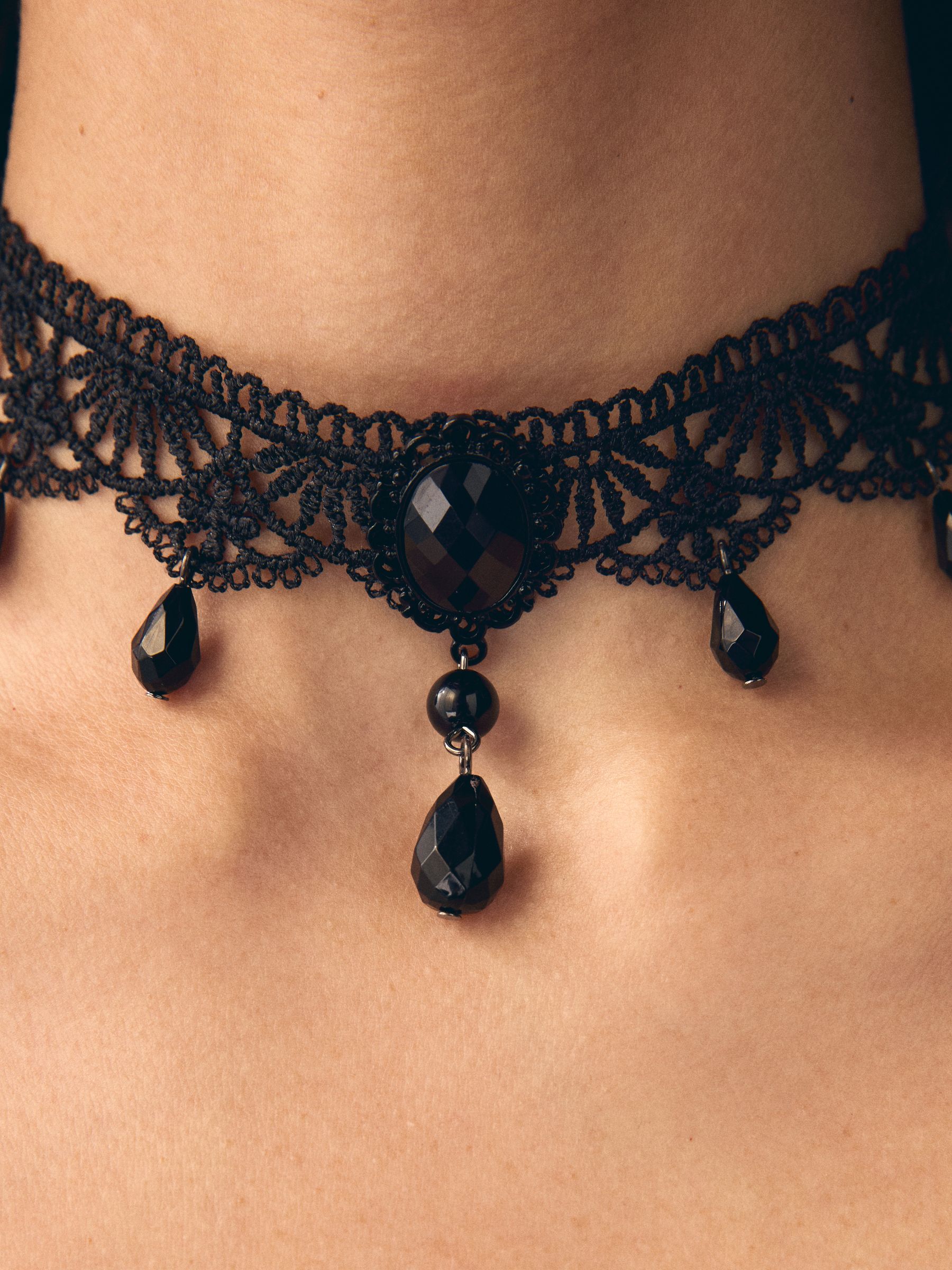 Buy Black Lace Bead Drop Choker Necklace from Next Singapore