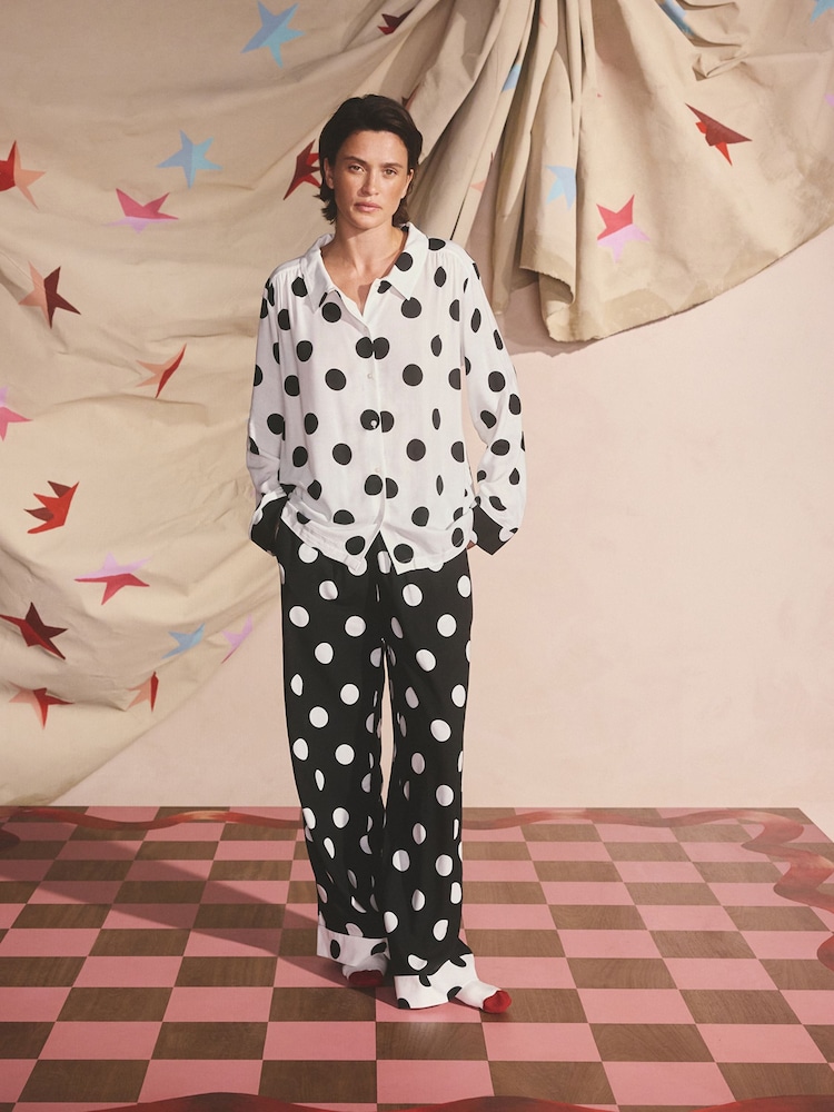 Cath Kidston Monochrome Spot Woven Button Through Pyjamas - Image 1 of 6 Cath Kidston Monochrome Spot Woven Button Through Pyjamas - Image 1 of 6