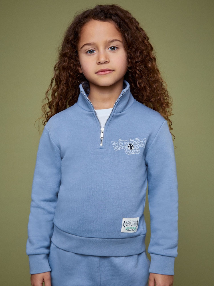 Reiss Blue 13-14 yrs SmileyWorld | Reiss Half-Zip Sweatshirt Unisex Fit - Image 2 of 7