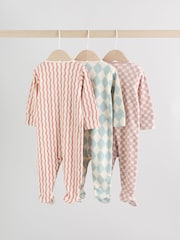 Multi Coloured Checkerboard Baby Sleepsuits 3 Pack (0mths-2yrs) - Image 2 of 16
