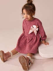 Burgundy Fox Embellished Sweat Dress (3mths-7yrs) - Image 2 of 4