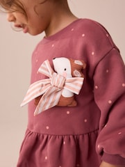 Burgundy Fox Embellished Sweat Dress (3mths-7yrs) - Image 4 of 4