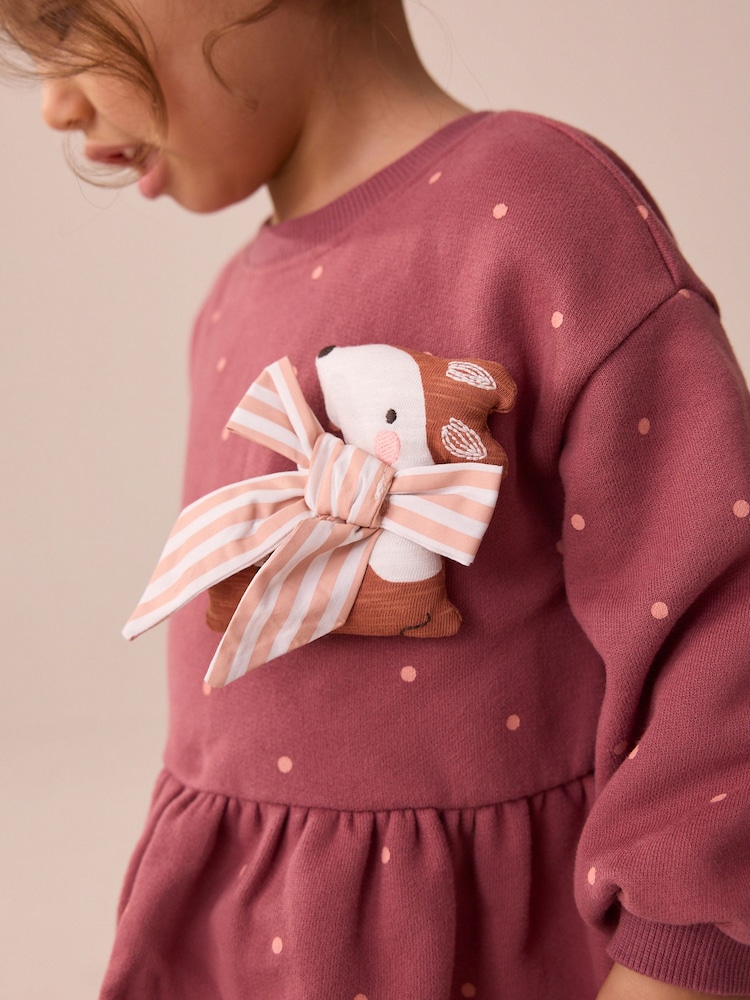 Burgundy Fox Embellished Sweat Dress (3mths-7yrs) - Image 4 of 4