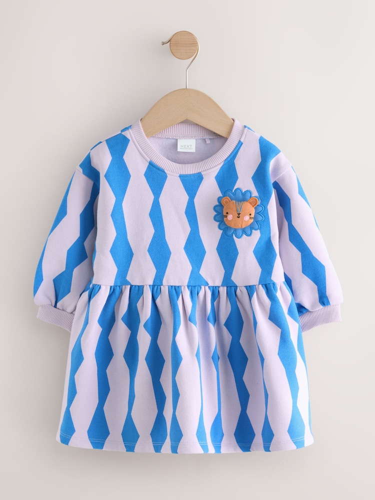Blue/Lilac Fox Sweat Dress (3mths-7yrs) - Image 1 of 4