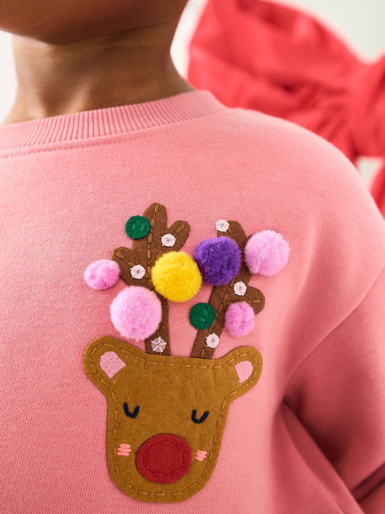 Buy Pink Christmas Embellished Sweat Dress (3mths-7yrs) from Next USA