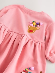 Pink Christmas Embellished Sweat Dress (3mths-7yrs) - Image 8 of 8