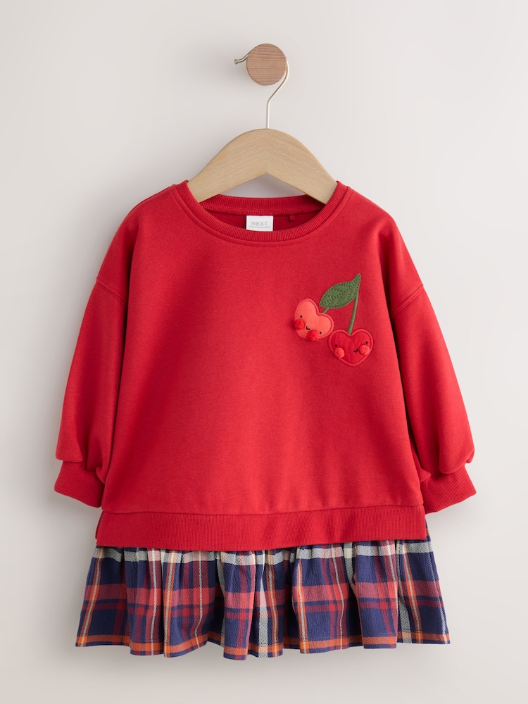 Red Sweat Check Dress (3mths-7yrs) - Image 1 of 4