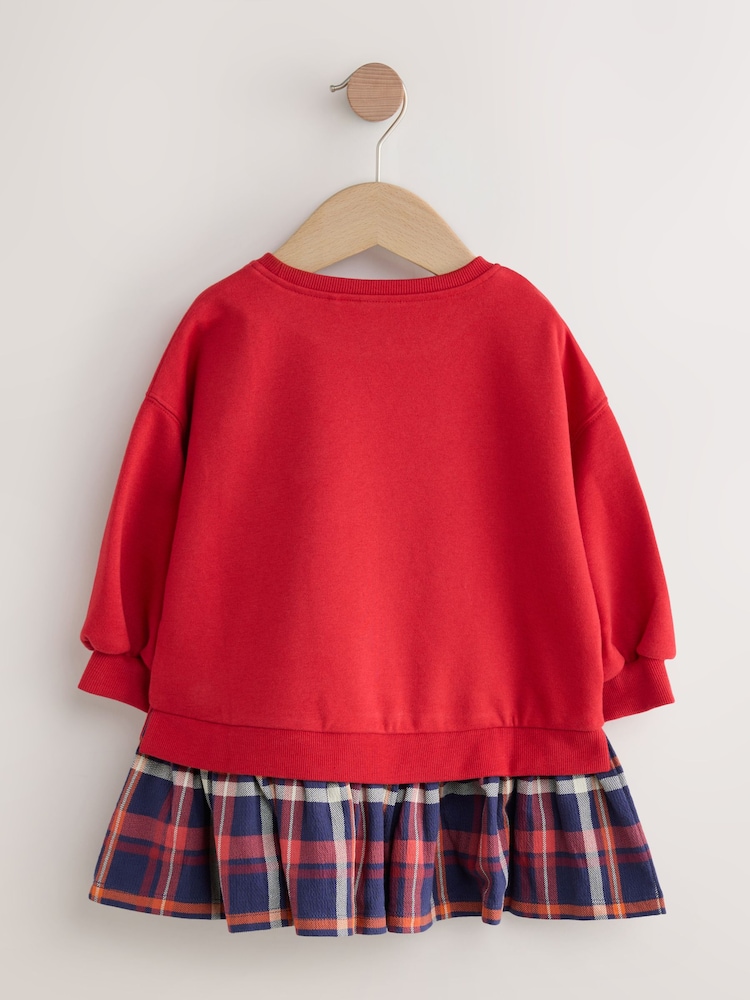Red Sweat Check Dress (3mths-7yrs) - Image 2 of 4