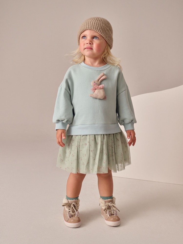 Blue Bunny Sweat Party Dress (3mths-7yrs) - Image 1 of 4