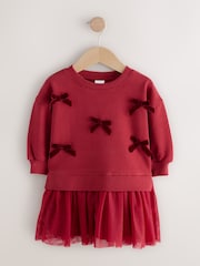 Red Bow Sweat Party Dress (3mths-7yrs) - Image 1 of 4