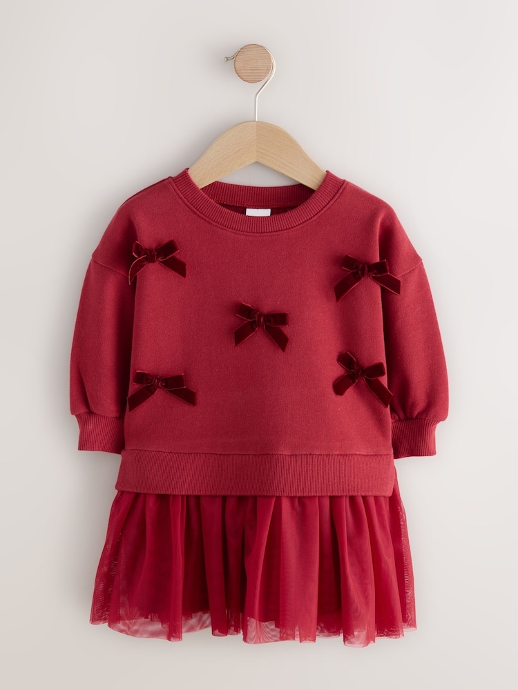 Red Bow Sweat Party Dress (3mths-7yrs) - Image 1 of 4 Red Bow Sweat Party Dress (3mths-7yrs) - Image 1 of 4