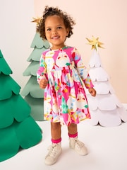 Pink Long Sleeve Christmas Dress (3mths-7yrs) - Image 1 of 8
