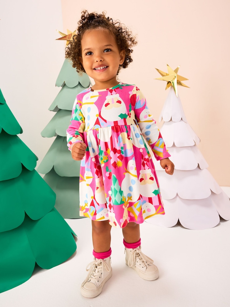 Pink Long Sleeve Christmas Dress (3mths-7yrs) - Image 1 of 8