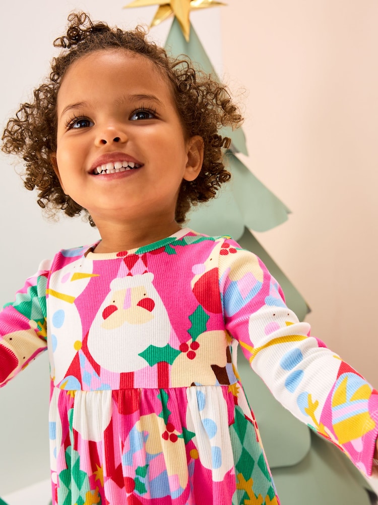 Pink Long Sleeve Christmas Dress (3mths-7yrs) - Image 2 of 8