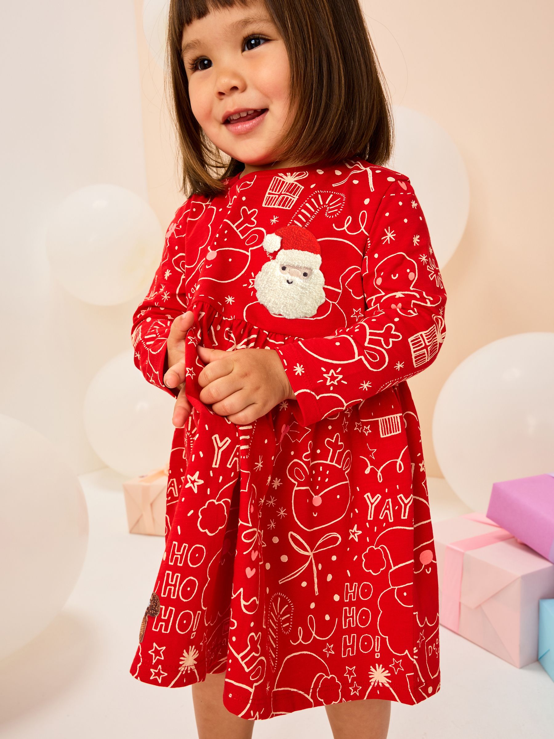 Buy Red Long Sleeve Christmas Character Dress (3mths-7yrs) from Next USA