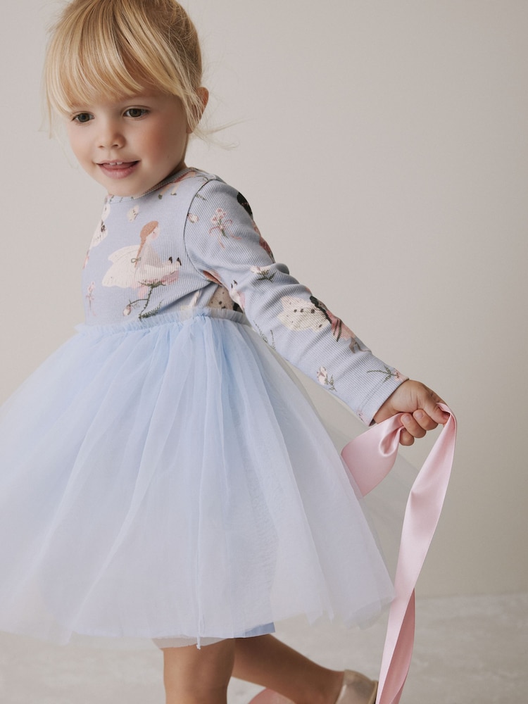 Blue Fairy Long Sleeve Mesh Party Dress (3mths-7yrs) - Image 2 of 7 Blue Fairy Long Sleeve Mesh Party Dress (3mths-7yrs) - Image 2 of 7