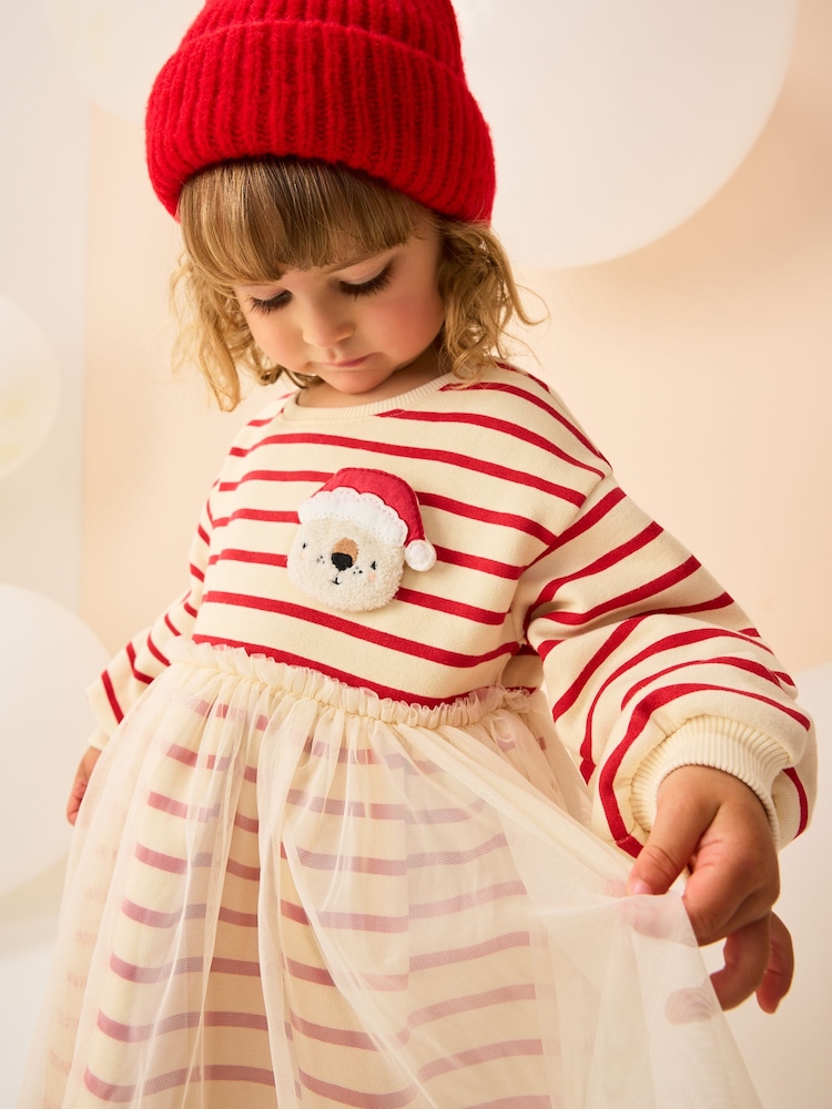 Christmas Bear Mesh Sweat Party Dress (3mths-7yrs) - Image 2 of 8