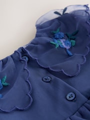 Blue Embellished Tiered Mesh Dress (3mths-7yrs) - Image 3 of 5